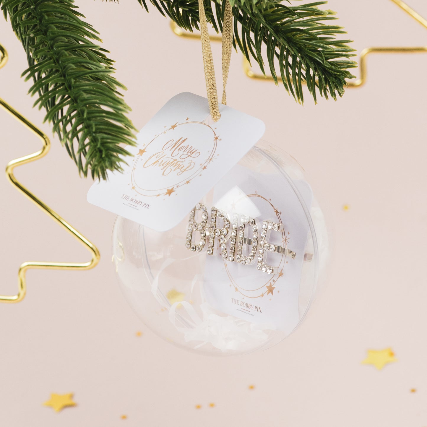 Load image into Gallery viewer, Bride &amp;amp; Mrs Hair Clip Xmas Bauble

